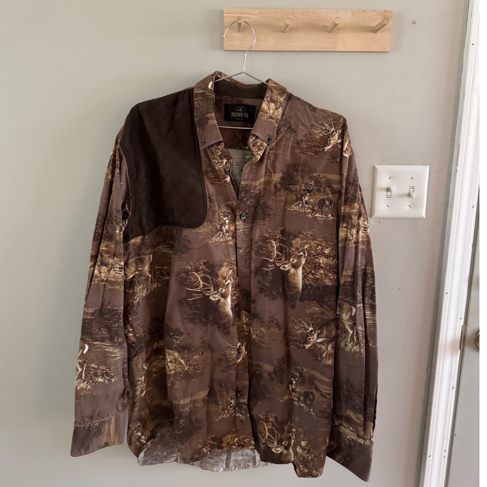 Redhead‎ button up with all over deer print